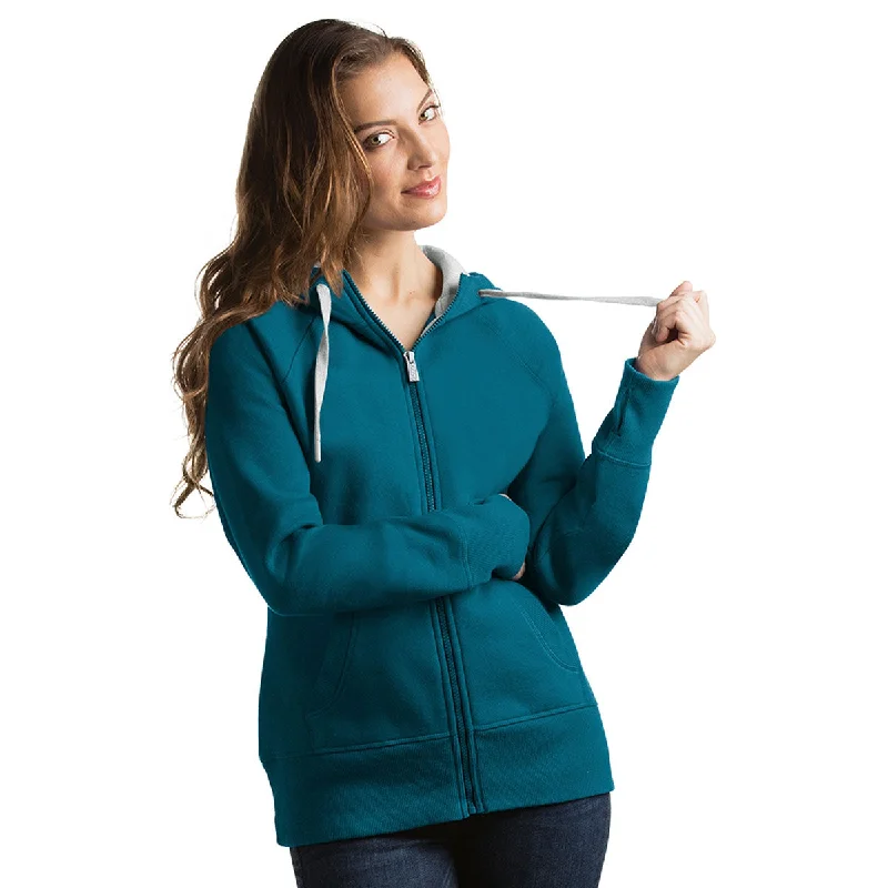 Antigua Women's Teal Victory Hoodie Hoodie with Frayed Bohemian Relaxed