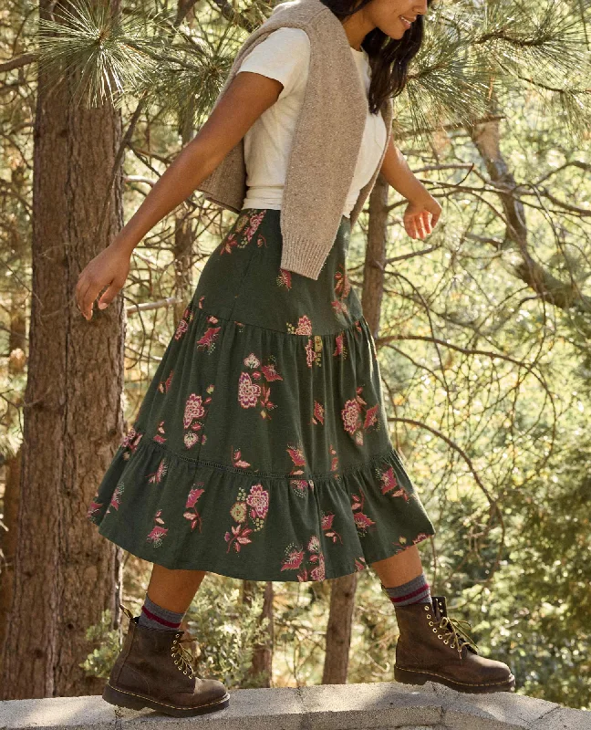 Marigold Tiered Midi Skirt denim skirt classic