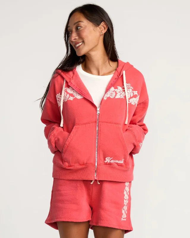 Womens Kaliki Mala Zip-Up Hoodie - Lava Hoodie with Ribbed Neckline Snug Warm