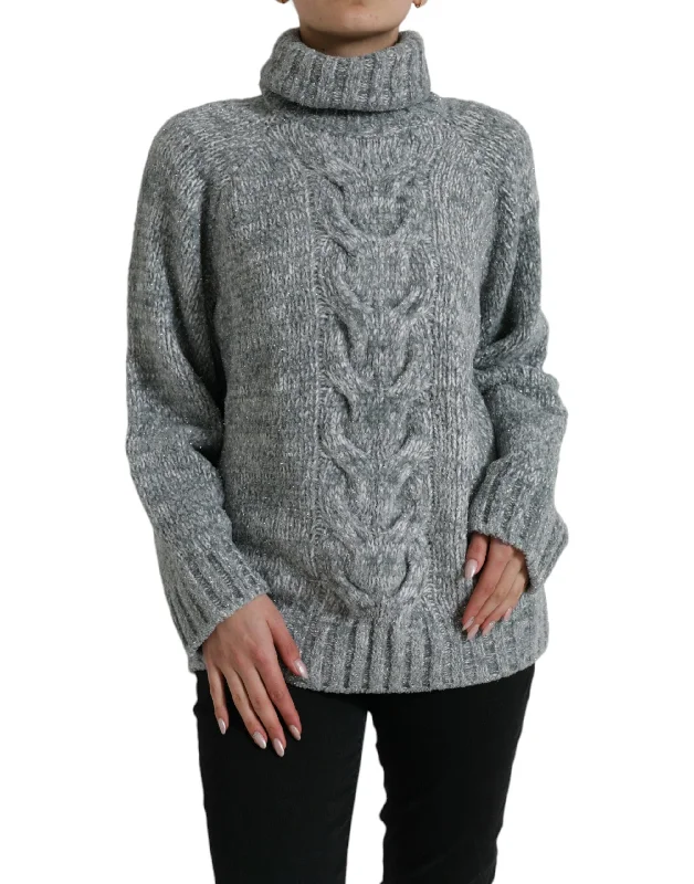 Elegant Gray Cashmere Blend Turtleneck Pullover Cashmere Luxurious Pullover