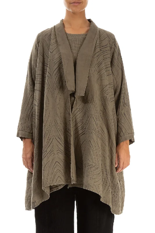 Open Silver Sage Feathers Linen Jacket Ribbed Jacket Pleated Jacket Ruffled Jacket