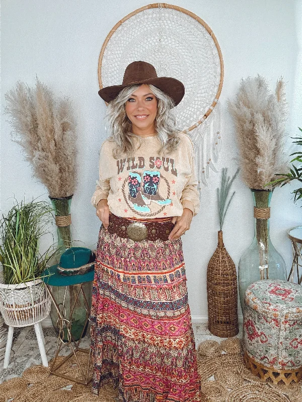 Wild Soul Western Pullover Asymmetrical Neck Pullover
