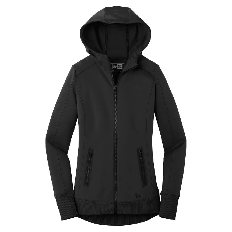 New Era Women's Black Venue Fleece Full-Zip Hoodie Hoodie with Ribbed Neckline Snug Warm New Era Women's Black Venue Fleece Full-Zip Hoodie Hoodie with Ribbed Neckline Snug Warm