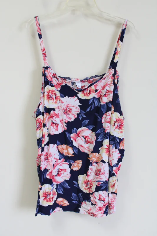 Old Navy Blue Floral Rayon Tank | 4X seamless tank top