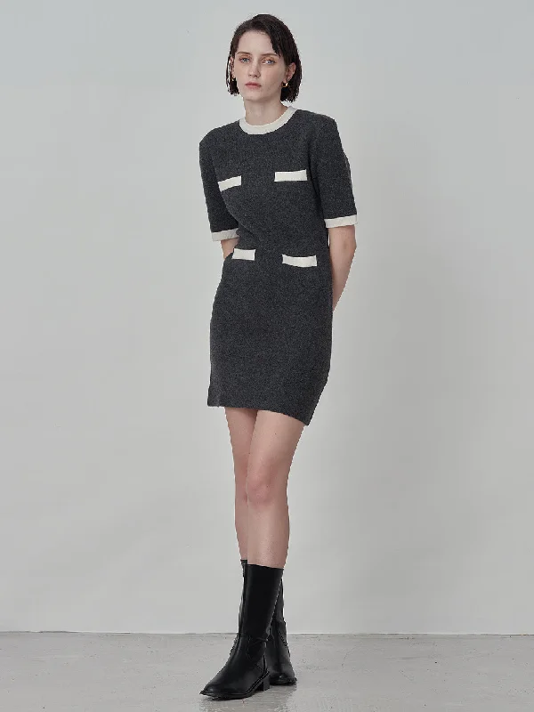 Color Block Shortsleeve Dress_Graphite