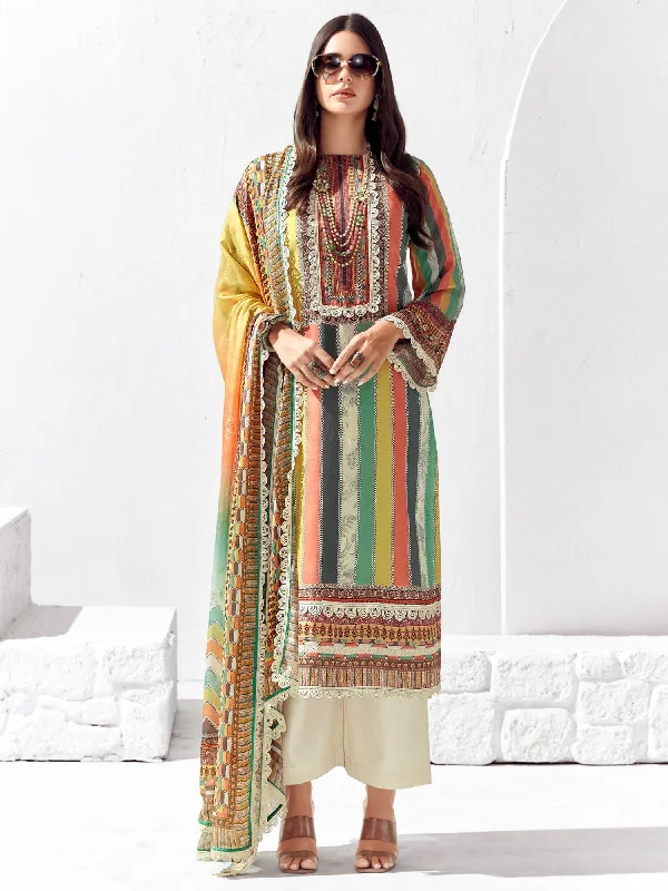 Women Multi Printed Straight Kurta Trousers Set Trousers Evening Elegant