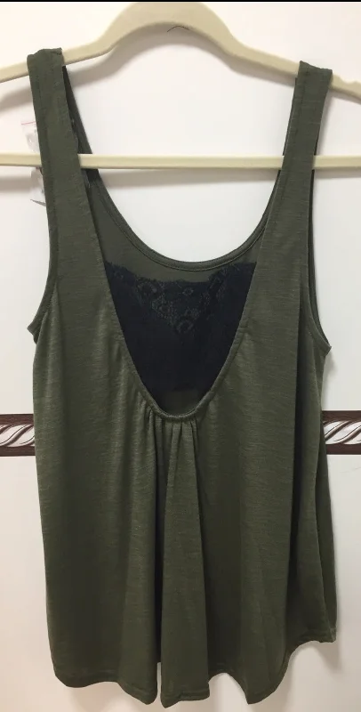 Women's Tin Haul Green Scoop Crochet Tank Top vibrant tank top