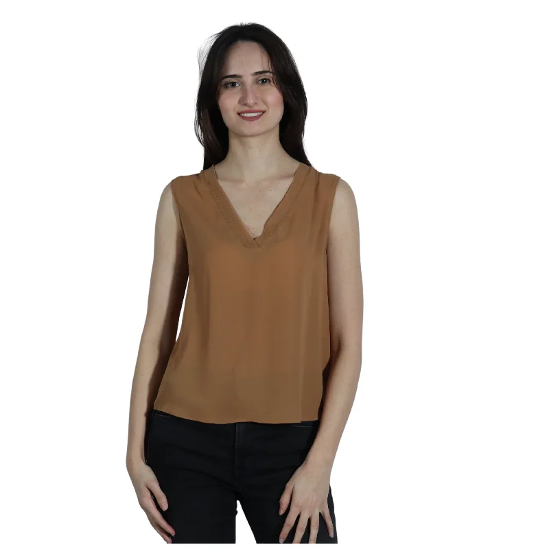 WORTHINGTON - V-Neck Flowy Tank Top metallic tank top