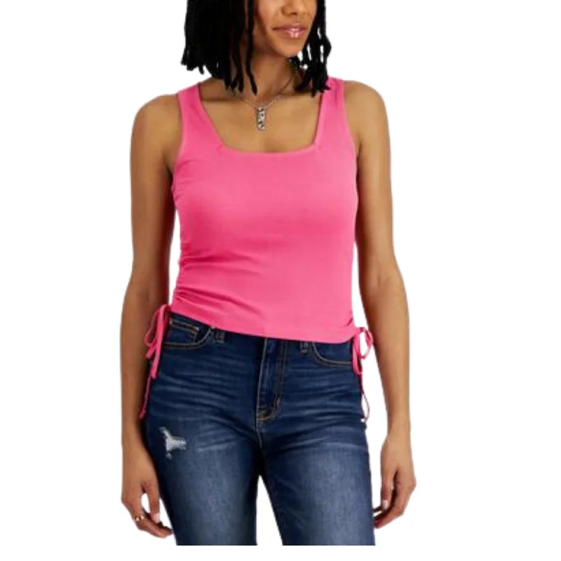 HOOKED UP - Ruched Side Tie Tank Top athletic tank top