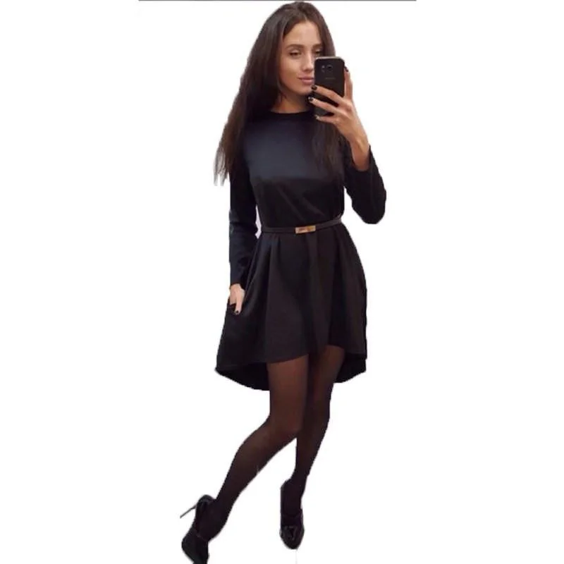 Winter Women Dress 4 Colors O-neck Collar Three Quarter Knee-length Fashion Dresses ZT1 T2 Winter Women Dress 4 Colors O-neck Collar Three Quarter Knee-length Fashion Dresses ZT1 T2