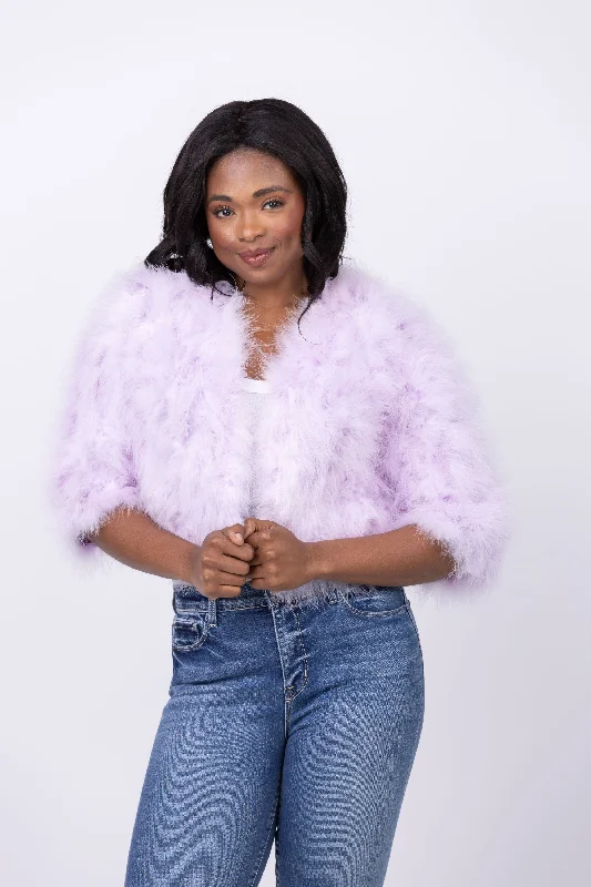 Linda Richards Feather Bolero Jacket in Lavender Wool Jacket Cashmere Jacket Tweed Jacket Linda Richards Feather Bolero Jacket in Lavender Wool Jacket Cashmere Jacket Tweed Jacket