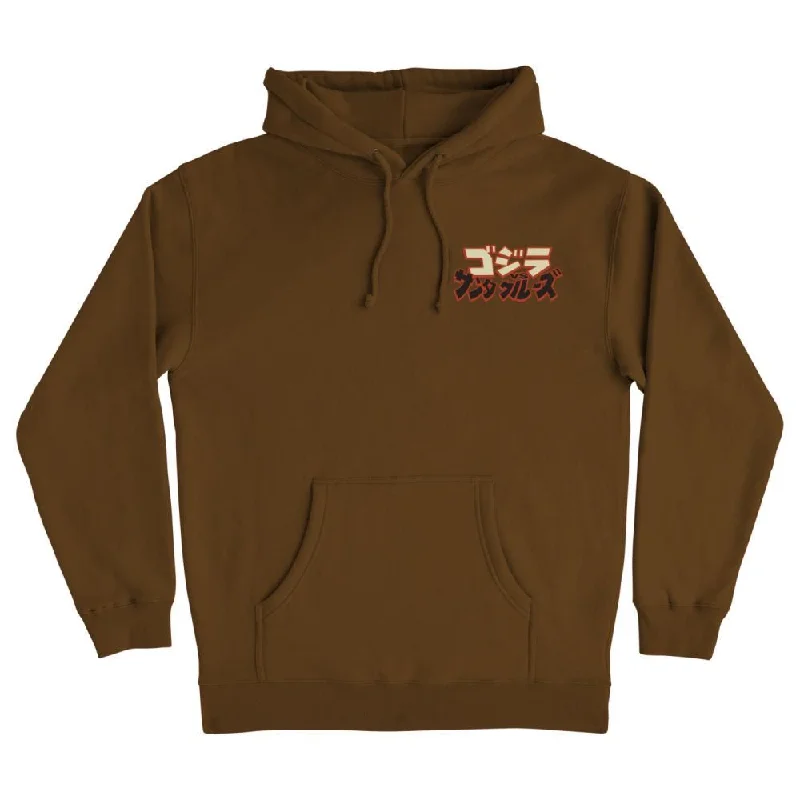 Santa Cruz Hoodie Godzilla Hand - Brown Hoodie with Camouflage Military Edgy