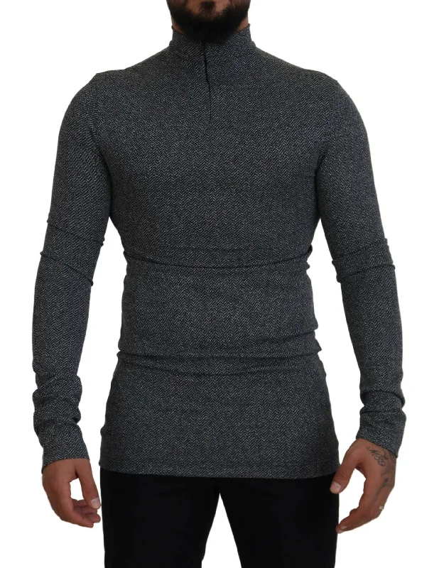 Elegant Dark Gray Pullover Sweater Sheath Sleeve Elegant