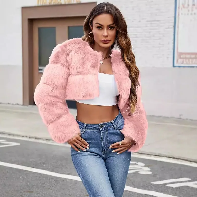 FZ Women's Stitching Faux Fur Warm Jacket Mesh Jacket Canvas Jacket Denim Jacket