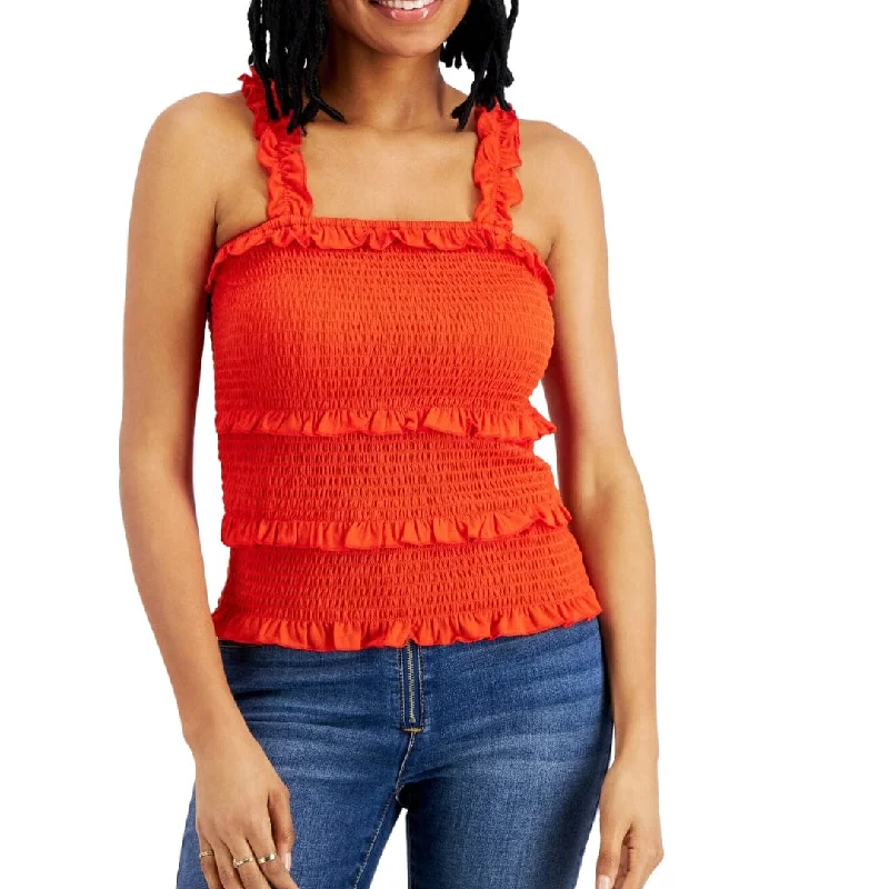 CRAVE FAME -  Printed Tiered Smocked Tank Top turquoise tank top