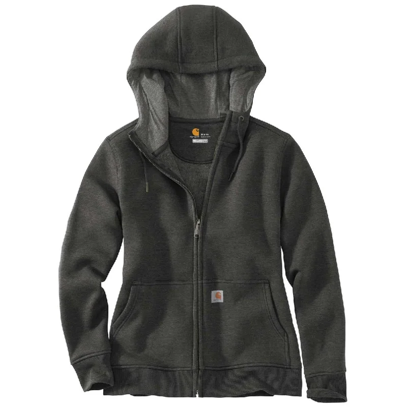 Carhartt Women's Carbon Heather Clarksburg Full Zip Hoodie Hoodie with Hem Elastic Stretchable Comfortable Carhartt Women's Carbon Heather Clarksburg Full Zip Hoodie Hoodie with Hem Elastic Stretchable Comfortable