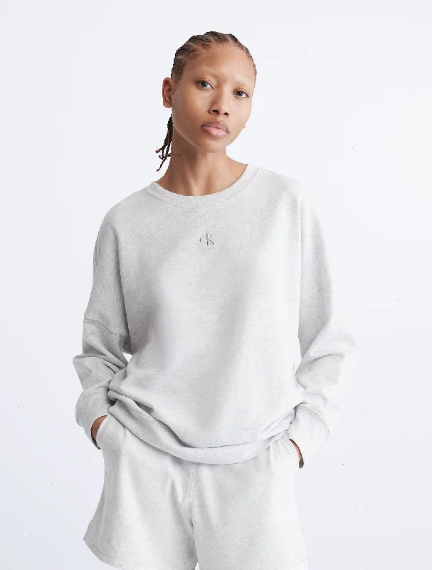 Calvin Klein Oversized Fit Monogram Logo Crewneck Sweatshirt - Women Hoodie with V-Neck Classic Versatile Calvin Klein Oversized Fit Monogram Logo Crewneck Sweatshirt - Women Hoodie with V-Neck Classic Versatile