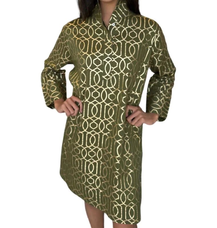Helen Garden Gate Loden Dress In Gold