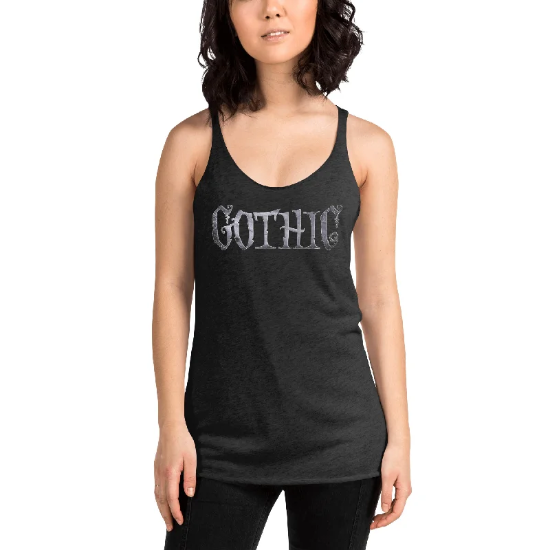 Gothic Spider Web Style Letters Dark Goth Women's Racerback Tank Top Shirt cropped tank top Gothic Spider Web Style Letters Dark Goth Women's Racerback Tank Top Shirt cropped tank top