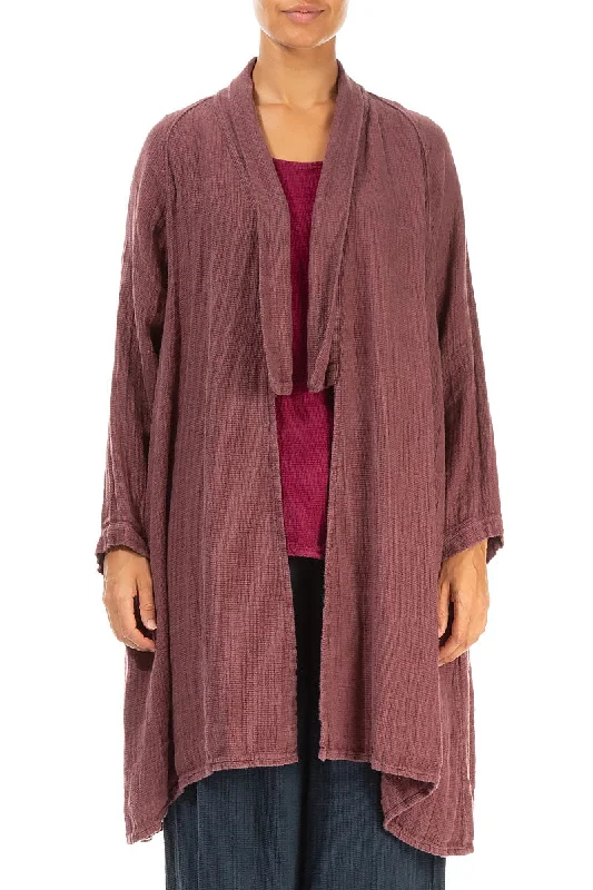 Open Merlot Textured Linen Jacket Satin Jacket Silk Jacket Chiffon Jacket