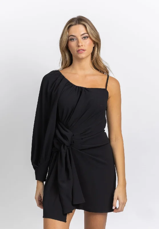 IRO Solia Short Asymmetrical Dress Black
