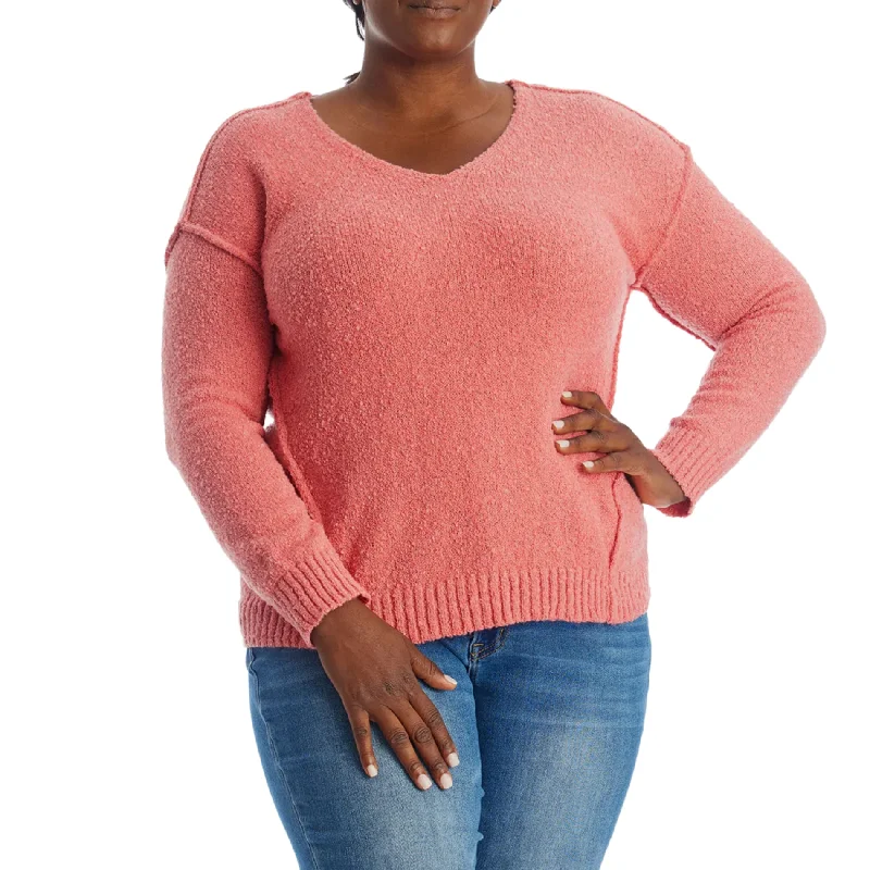 Adyson Parker Women's Plus Cozy V-Neck Soft Knit Inverted Seam Pullover Sweater Fleece Warm Pullover Adyson Parker Women's Plus Cozy V-Neck Soft Knit Inverted Seam Pullover Sweater Fleece Warm Pullover