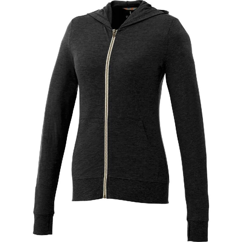 Elevate Women's Black Garner Knit Full Zip Hoodie Hoodie with Button Classic Timeless Elevate Women's Black Garner Knit Full Zip Hoodie Hoodie with Button Classic Timeless