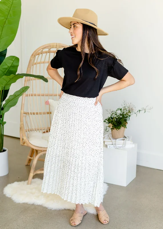 Ivory Abstract Pleated Skirt - FINAL SALE denim skirt trendy
