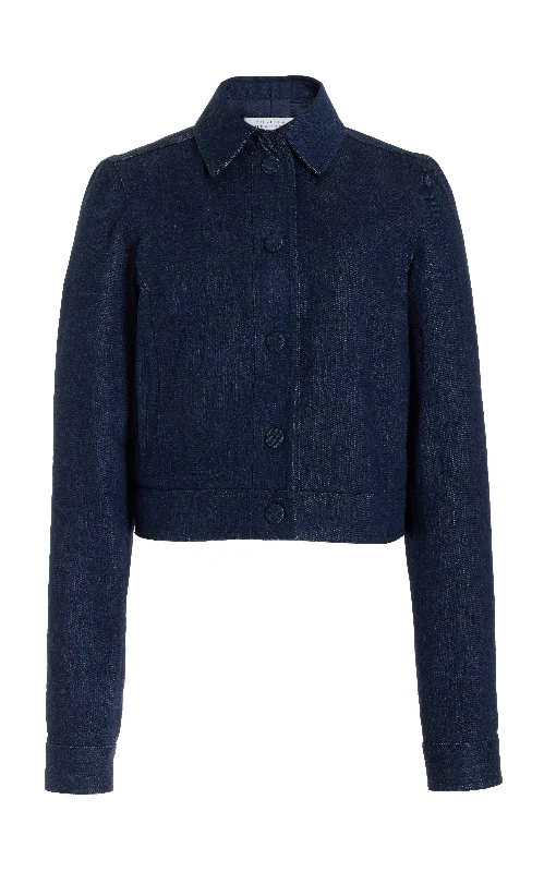 Thereza Jacket in Organic Raw Denim Fleece Fabric Down Fabric Feather Fabric