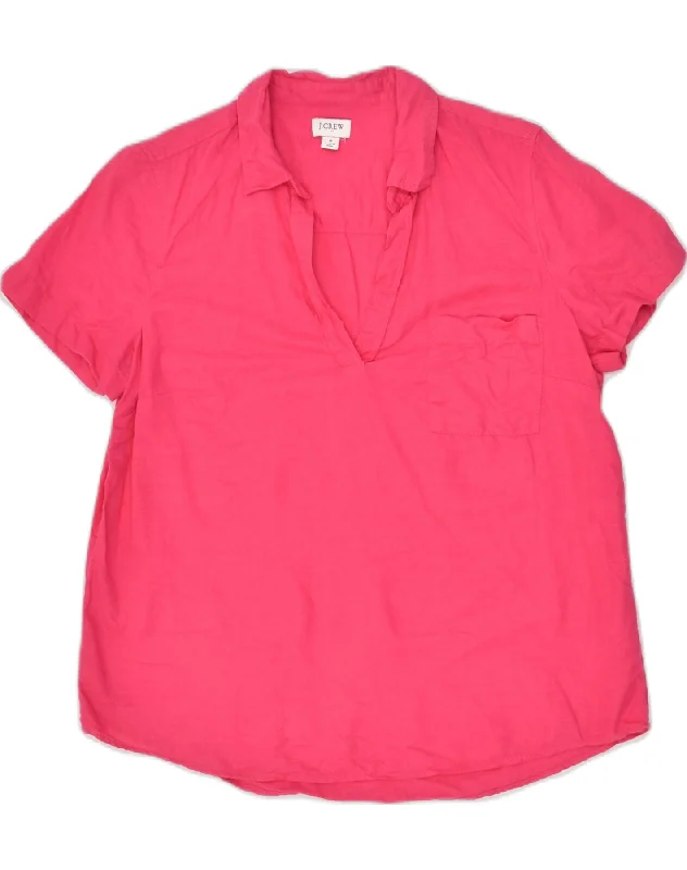 J. CREW Womens Loose Fit Short Sleeve Pullover Shirt UK 10 Small Pink High Neck Pullover J. CREW Womens Loose Fit Short Sleeve Pullover Shirt UK 10 Small Pink High Neck Pullover