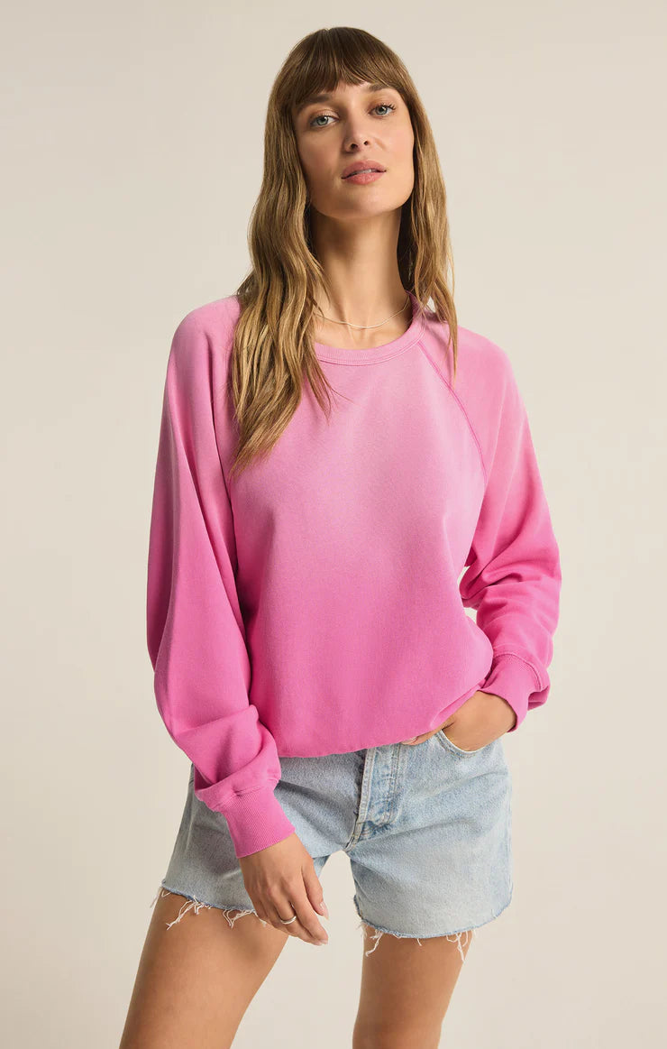 Z Supply Heartbreaker Pink Washed Ashore Sweatshirt Hoodie with Puffed Sleeves Voluminous Trendy Z Supply Heartbreaker Pink Washed Ashore Sweatshirt Hoodie with Puffed Sleeves Voluminous Trendy