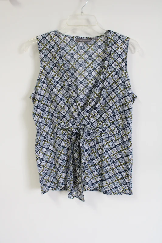 Dockers Collection Blue & Green Patterned Tank | L sequin tank top