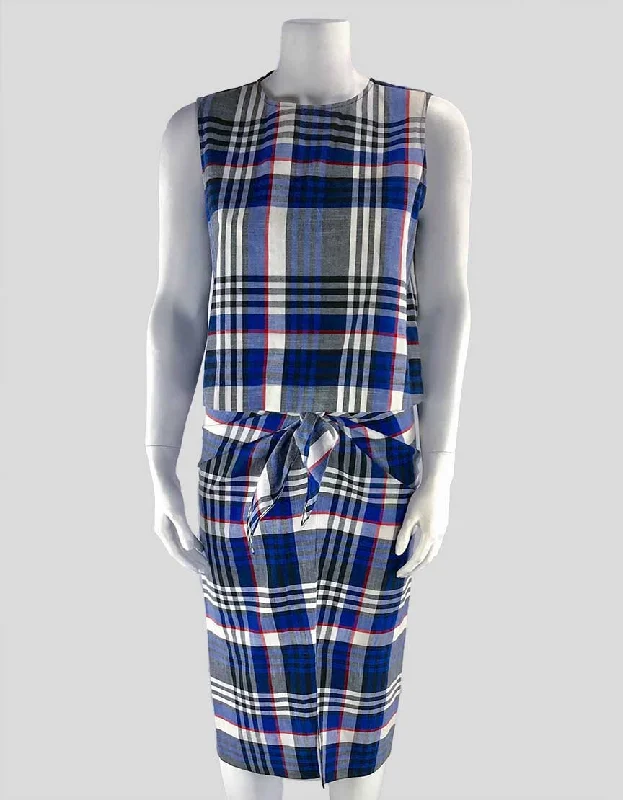 JENNI KAYNE Blue Plaid Cotton Skirt and Top Set - 2 US ruffled skirt detail
