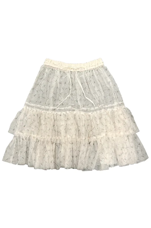 Louisa May Sheer Floral Ruffle Skirt velvet skirt plush
