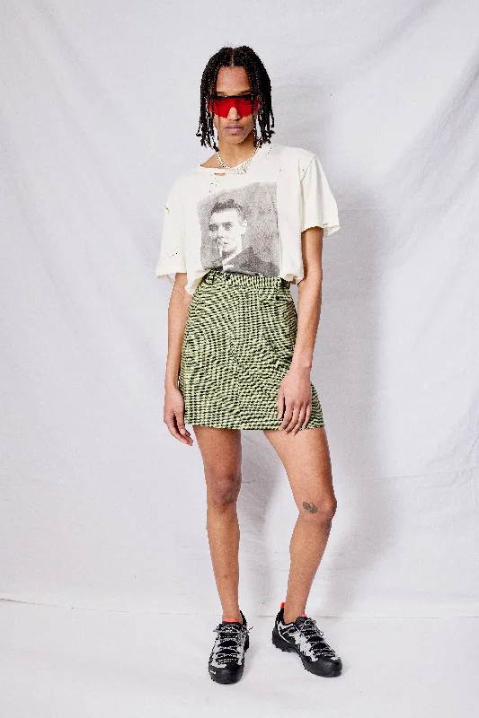 Green Houndstooth Suiting Pocket Mini Skirt cashmere skirt soft