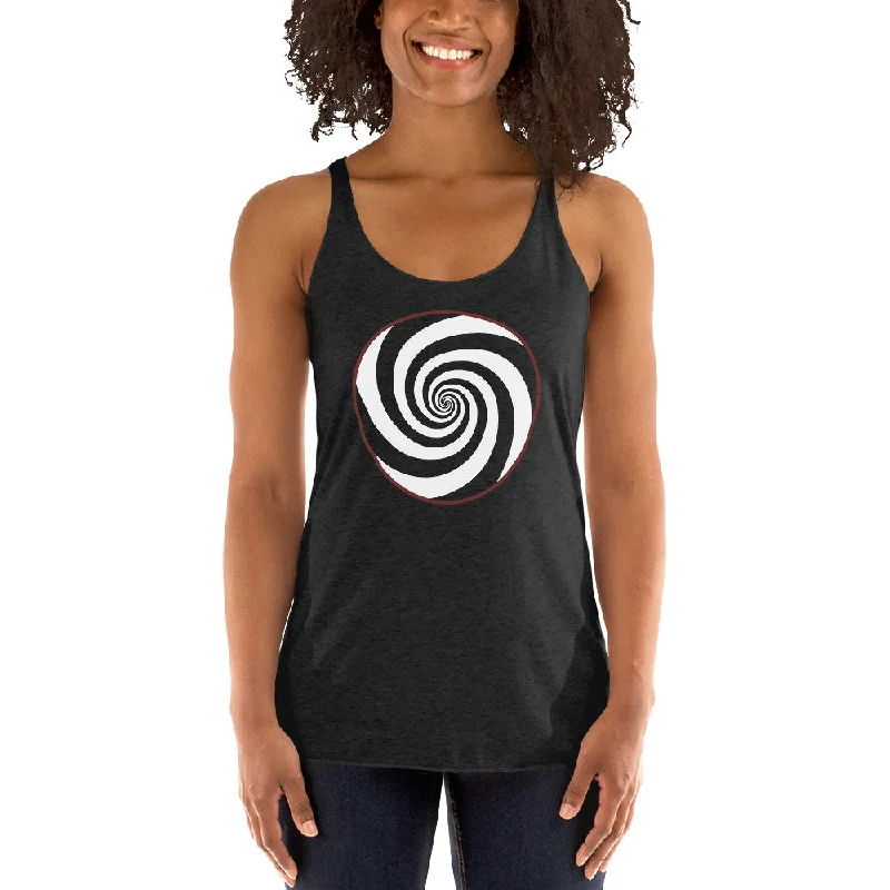 Hypnotic Hypnosis Spiral Swirl Illusion Twilight Zone Women's Racerback Tank Top Shirt sage tank top Hypnotic Hypnosis Spiral Swirl Illusion Twilight Zone Women's Racerback Tank Top Shirt sage tank top
