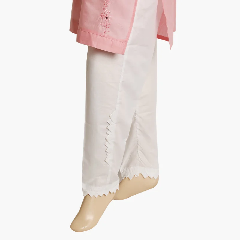 Women's Trouser - White High Waist Slim Fit Ankle Length