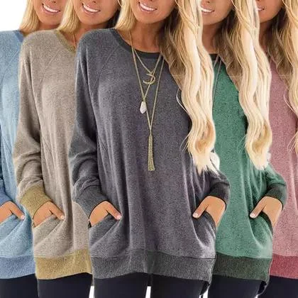 Haute Edition Women's Ultra Soft Long Sleeve Pullover Sweatshirt Lantern Sleeve Elegant