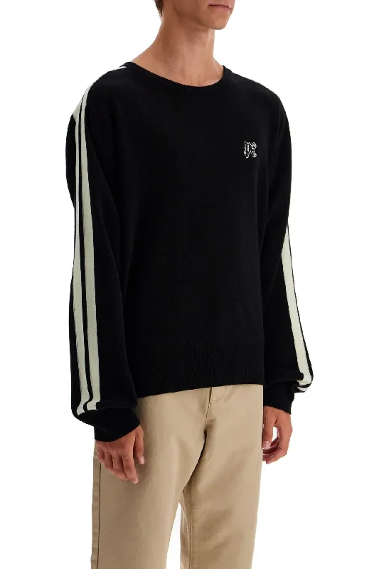Palm Angels Track Band Pullover Sweater With One Shoulder Top