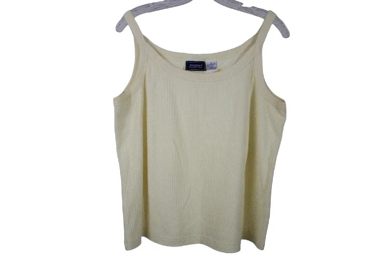 Medallion Pale Yellow Rib Tank Top | XL fashionable tank top