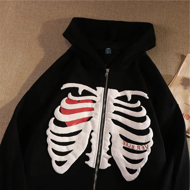 Y2K Skeleton Hoodies Women 2023 Vrouwen Gothic Zwart Zip Up Oversized Sweatshirt Dames Retro Harajuku Capuchon Streetwear Tops Hoodie with Hem Frayed Vintage Worn Y2K Skeleton Hoodies Women 2023 Vrouwen Gothic Zwart Zip Up Oversized Sweatshirt Dames Retro Harajuku Capuchon Streetwear Tops Hoodie with Hem Frayed Vintage Worn