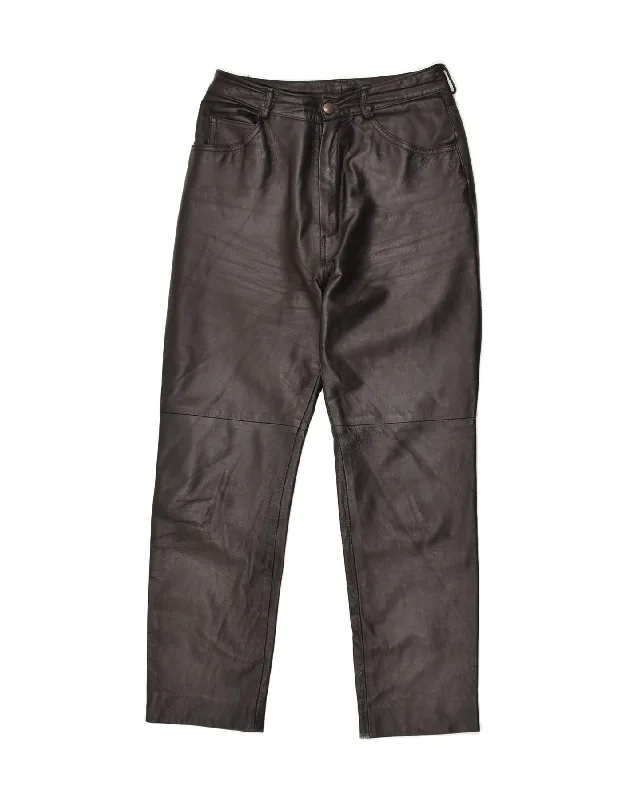 VINTAGE Womens Straight Leather Trousers IT 44 Medium W28 L28 Black Trousers Sale Discount VINTAGE Womens Straight Leather Trousers IT 44 Medium W28 L28 Black Trousers Sale Discount