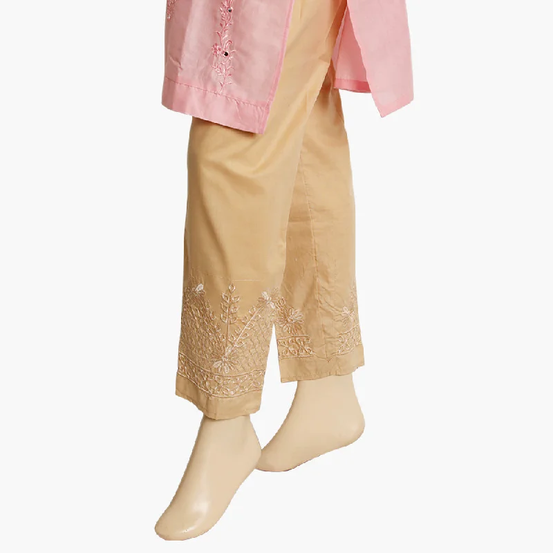 Women's Embroidered Trouser - Skin Trousers Pleated Formal