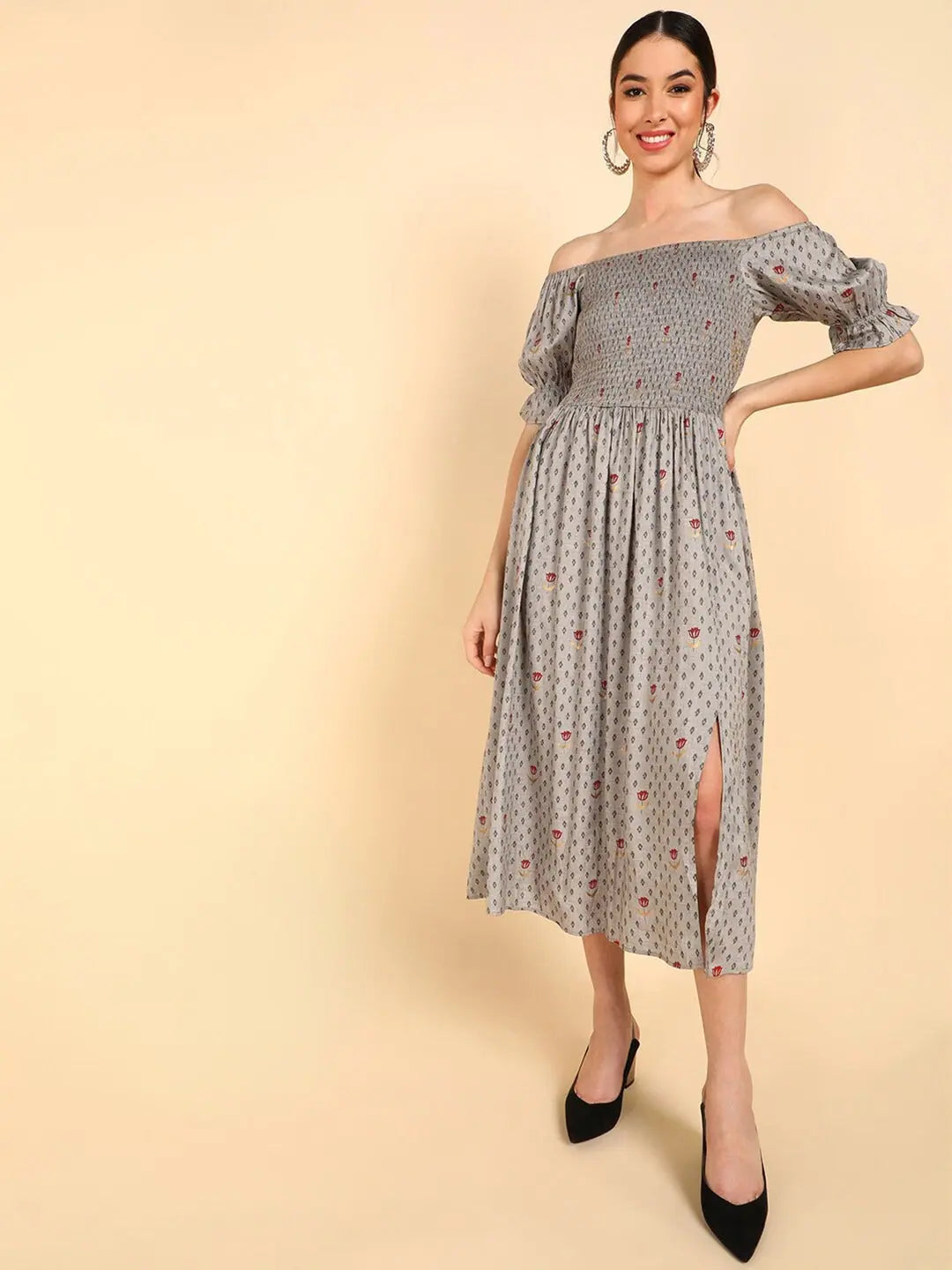 Ahika Cotton Printed Dress-VD1179_XS