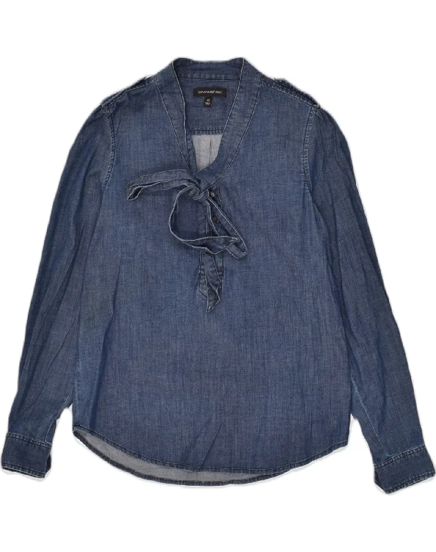BANANA REPUBLIC Womens Pullover Denim Shirt UK 6 XS Blue Cotton Turtleneck Warm Pullover BANANA REPUBLIC Womens Pullover Denim Shirt UK 6 XS Blue Cotton Turtleneck Warm Pullover