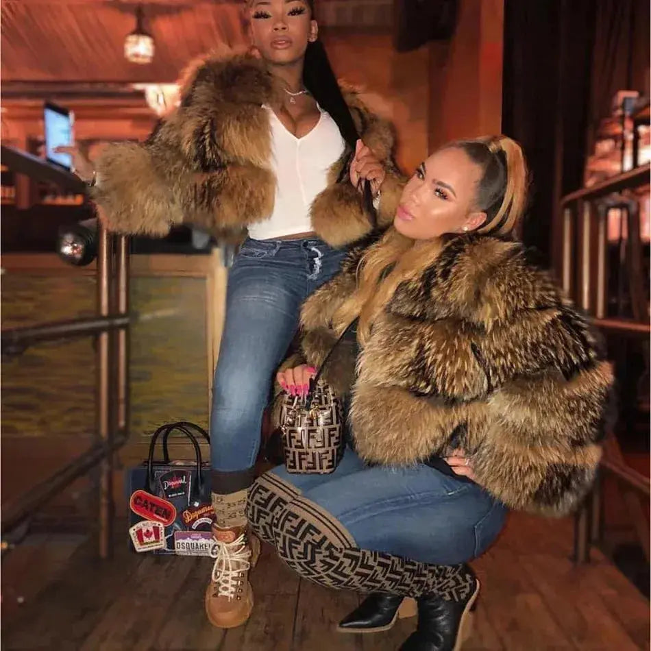 FZ Women's Luxury Thick Real Natural Fox Fur Jacket -1 Print Jacket Jacquard Jacket Patchwork Jacket FZ Women's Luxury Thick Real Natural Fox Fur Jacket -1 Print Jacket Jacquard Jacket Patchwork Jacket