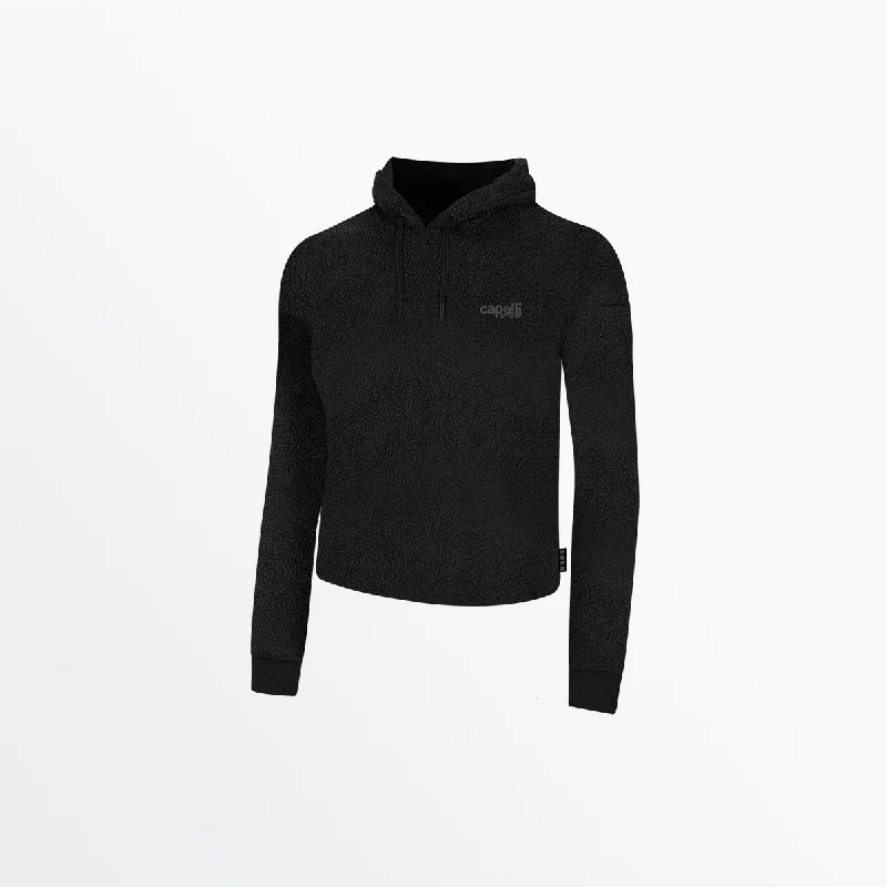 WOMEN'S SHERPA CROPPED PULLOVER HOODIE Oblong Neck Pullover
