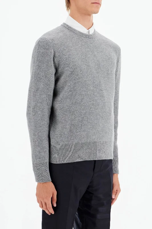 Thom Browne Wool Piqué Crewneck Pullover Notched Neck Pullover