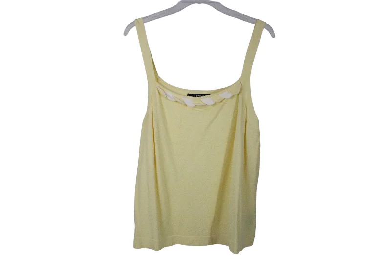Kasper Pale Yellow Knit Tank | 2X lace tank top
