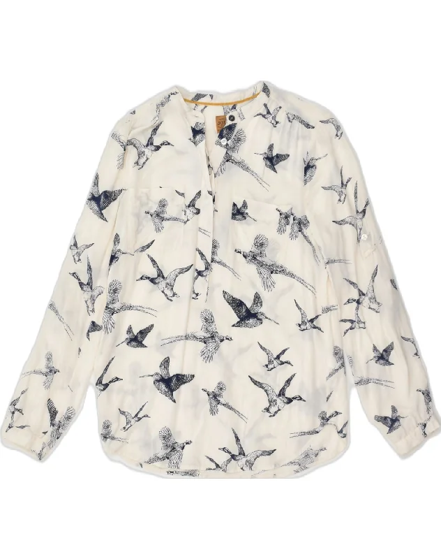 JOULES Womens Pullover Shirt UK 8 Small  White Animal Print Viscose Oversized Cozy Pullover